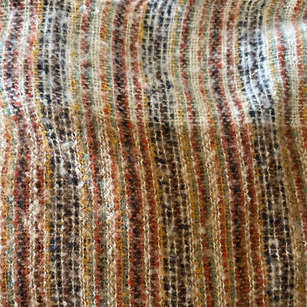 Striped Multicolor Shawl Open Wrap Poncho - Picture 7 of 8